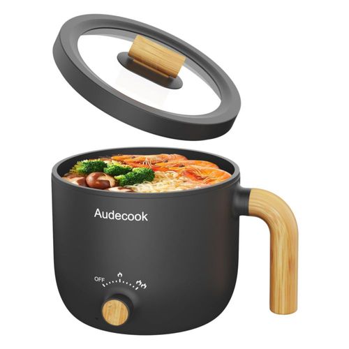 Olla eléctrica Audecook de 1,5 l para cocinar fideos rápidamente, mini olla multiusos portátil antiadherente, olla eléctrica de