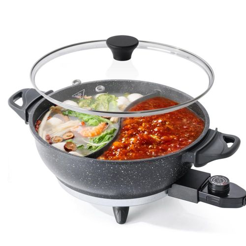 Olla eléctrica SENSCHEF TWIN™ con divisor | Olla antiadherente de aluminio fundido EvenHeat para una cocción sin manchas | Calen