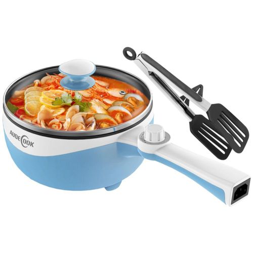 Olla eléctrica Audecook, mini sartén eléctrica portátil antiadherente de 1,7 l con ajuste de potencia, olla rápida para fideos,