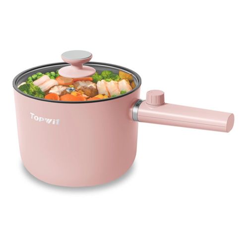 Olla eléctrica Topwit Hot Pot de 1,5 L, sartén antiadherente portátil para pasta y carne, sin BPA, con control de potencia dual
