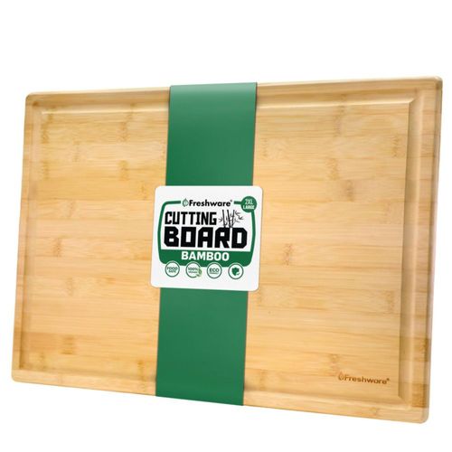 Tablas de cortar de bambú Freshware de 50 cm (2XL) para cocina, bloque de carnicero para estufa, tabla de madera extragrande par