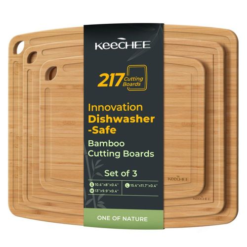 Tablas de cortar de bambú Keechee aptas para lavavajillas, duraderas y ligeras, de madera para cocinas concurridas, fáciles de l