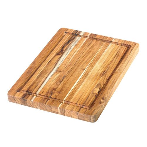Tabla de cortar Teakhaus - Tabla de cortar de madera pequeña (S) con ranura para jugos y asas de agarre - 35,5 cm de largo x 25,