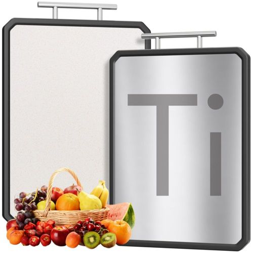 Tablas de cortar de titanio para cocina, grandes, de 40 x 28 cm, de titanio puro y polipropileno de doble cara, aptas para lavav