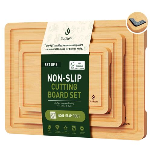 Juego de tabla de cortar de bambú con patas antideslizantes para fregadero, utensilios de cocina, artículos esenciales para el p