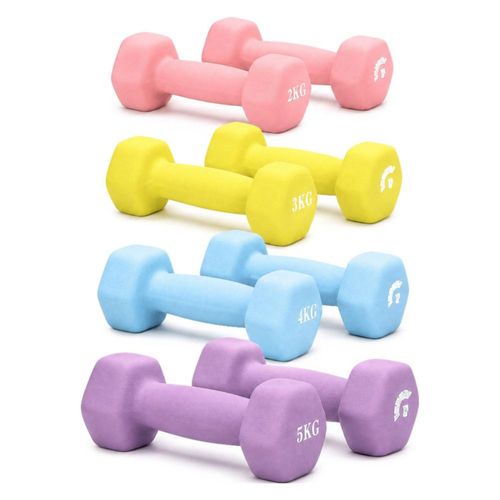 Kit 8 Mancuernas Pesas Neopreno CENTURFIT de Hierro Antideslizante para Ejercicio Fitness Gym Entrenamiento Fuerza Tonificacion Muscular en Casa