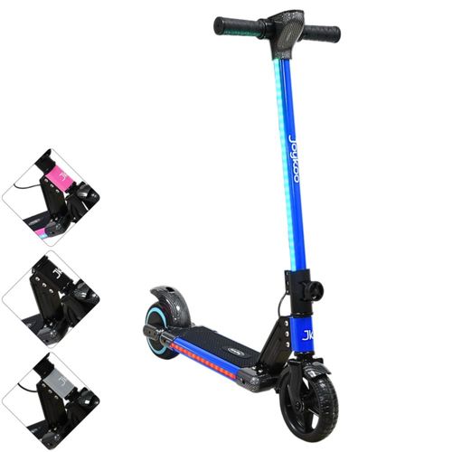 Scooter Eléctrico para Niños con Luces LED Plegable Batería de Litio 24V Ruedas de Goma Soporta hasta 60 kg - Azul