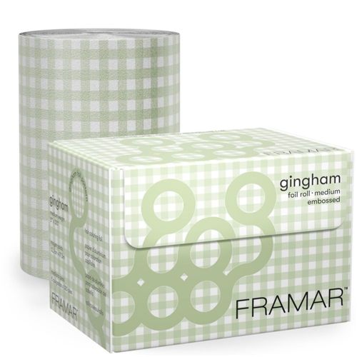 Papel de aluminio para mechas FRAMAR Gingham verde 97 m para cabello largo