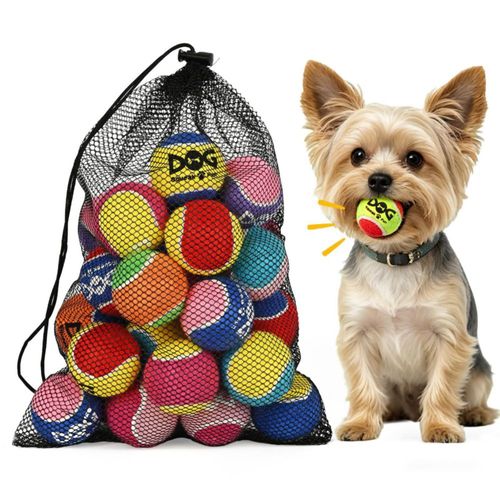 Bolas de tenis chirriantes INSUM 5 cm – Pack de 24 para perros pequeños