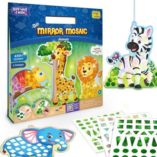 Mosaico de Espejo Imagimake – Animales 5 Plantillas y Más de 450 Pegatinas