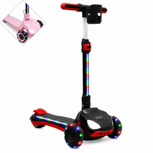 Scooter Eléctrico para Niños con Luces LED Plegable Altura Ajustable Batería de Litio 21.6V Soporta 50 kg - Negro