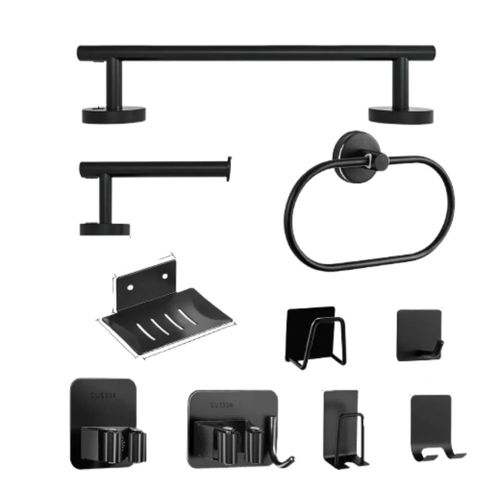 15 Pzs Juego De Accesorios Para Baño Toallero 304 Inoxidable, Color Negro