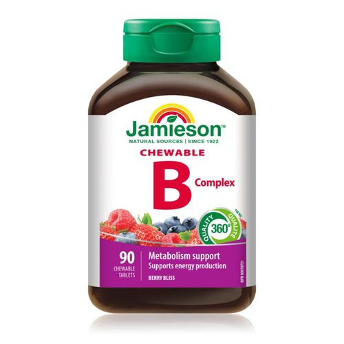 Jamieson Complejo de Vitamina B 90 Tabletas Sabor Berry Bliss
