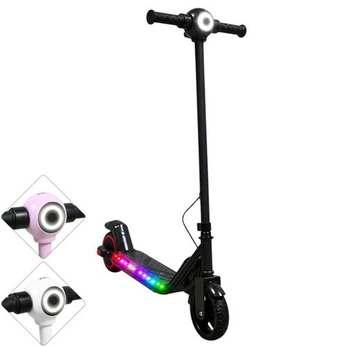Scooter Eléctrico para Niños con Luces LED Batería de 24V 15 km/h Freno Eléctrico Ruedas de Goma - Negro