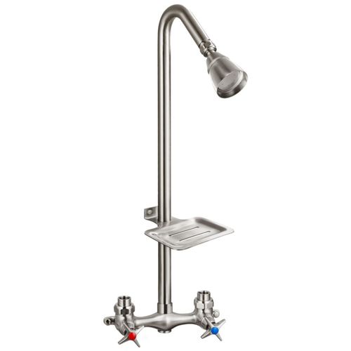 Kit de ducha exterior Aolemi 15 cm con 2 manijas y dispensador de jabón acabado cepillado