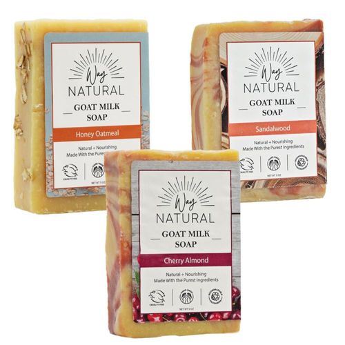 Jabón de leche de cabra Way Natural 142 g pack de 3 unidades variadas