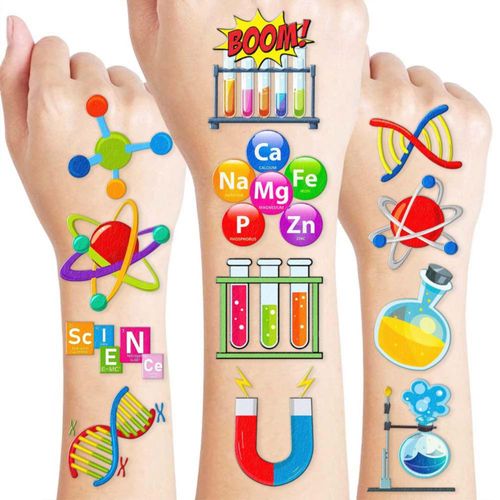 Tatuajes temporales frawharmone 96 piezas Ciencia para niños