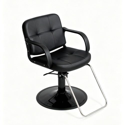 Silla de Peinado OmySalon Hidráulica 150 kg Negra Giratoria 360°