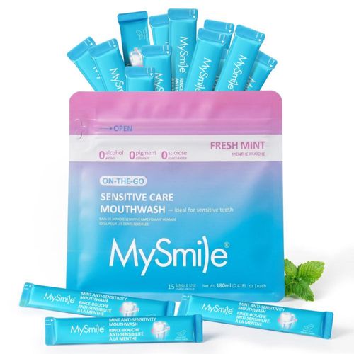 Enjuague bucal MySmile sin alcohol sabor menta paquete de 15 x 12 ml