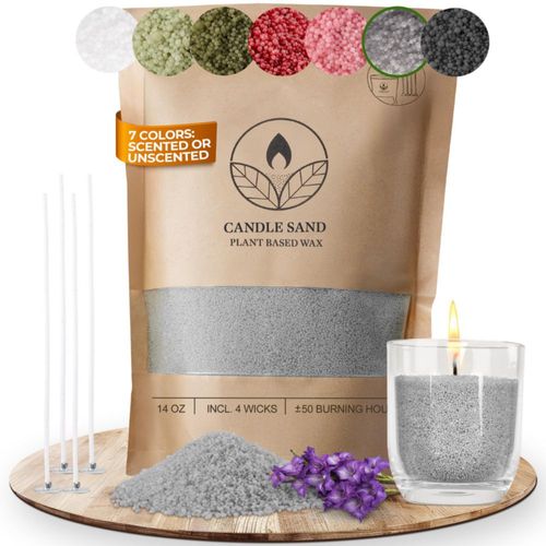 Set de vela comforder 400 g cera de arena + 4 mechas gris lavanda