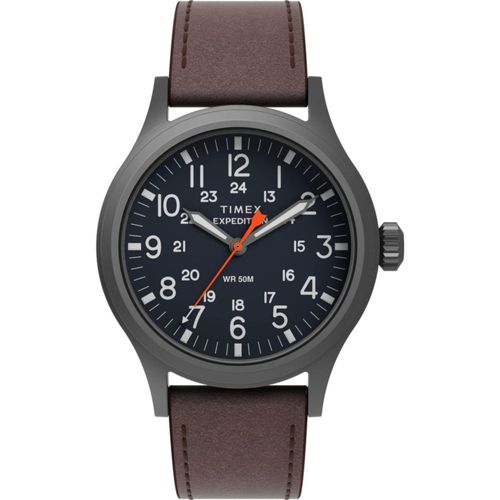 Reloj Timex Expedition Scout de 40 mm con esfera azul y correa marrón