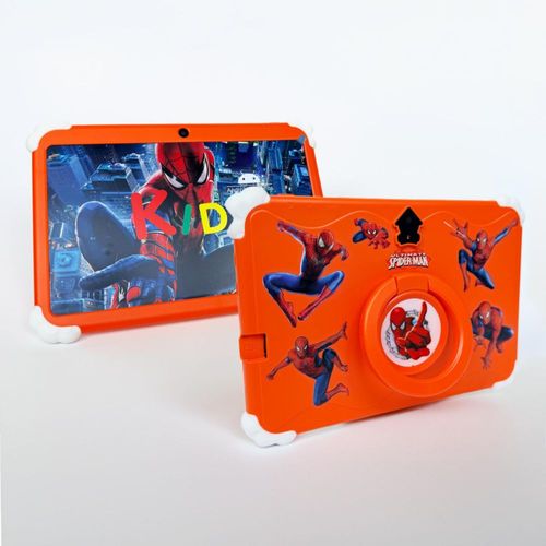 Tablet Infantil Spider-Man SPU7 7" IPS 16GB RAM + 256GB Octa-Core Android Case Anti-Caídas, color naranja