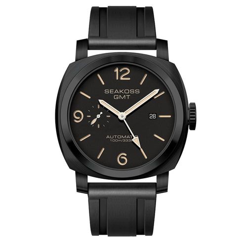 Reloj SEAKOSS 45 mm GMT resistente al agua con silicona luminosa