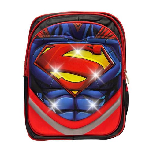 Mochila escolar superman dc luces led ajustable superhéroes