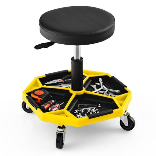 Taburete Mecánico IRONMAX 41-56 cm con Bandeja de Herramientas