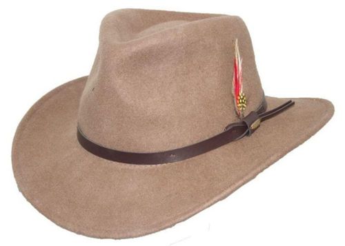 Sombrero Scala Classico de fieltro plegable estilo Outback en tono beige