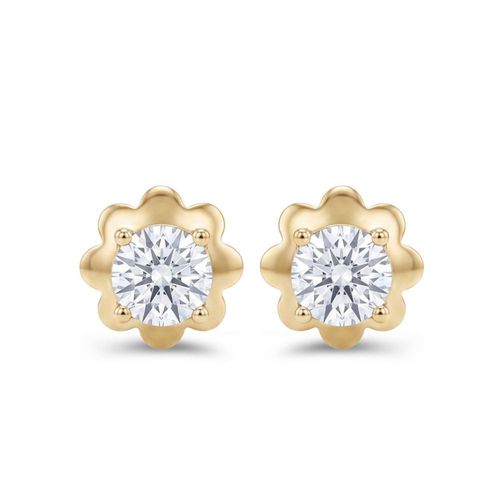 Broqueles De Oro Amarillo 10K Con 10Pts De Diamante
