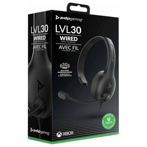 Auriculares PDP LVL30 alambrico para PC Xbox Mac y tablet micrófono con cancelación de ruido, ideal para juegos, escuela y trabajo remoto, color negro