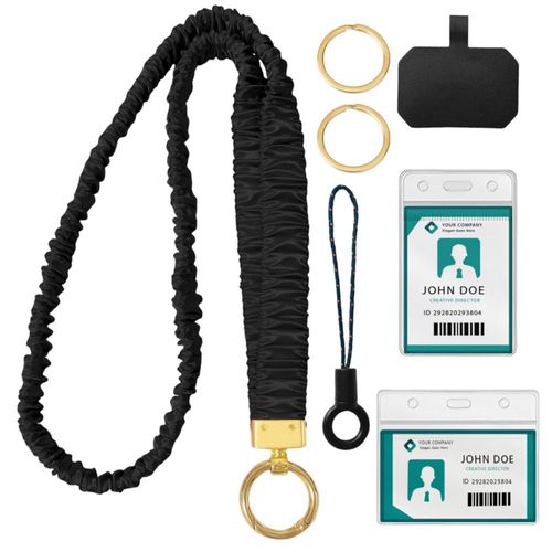 Cordón Dooyilets 48 cm con coleta negra y porta llaves