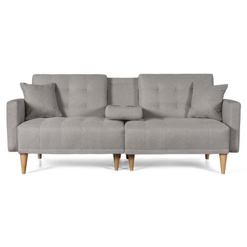 Sofá Cama Makora Tammy Con Memory Foam, Color Gris Claro, Lino Respaldo Reclinable De 3 posiciones.