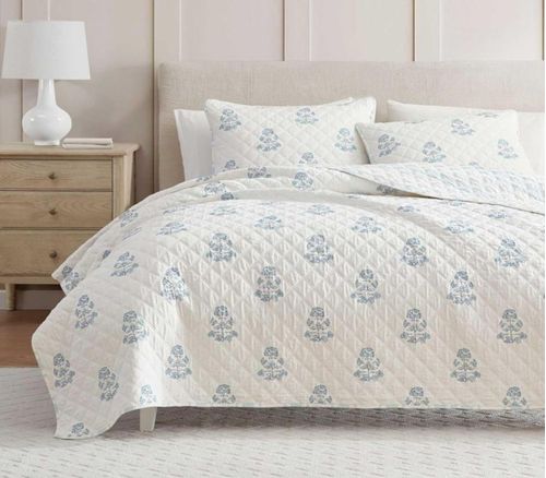 Juego de colcha Martha Stewart King reversible 100% algodón