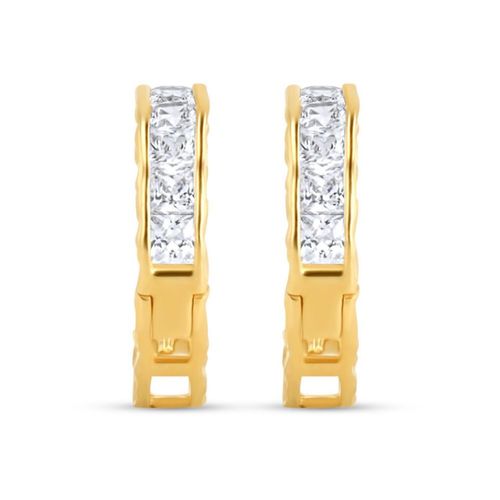 Arracadas De Oro Amarillo Diamantado 14K Con Zirconias (11Mm Aprox.)