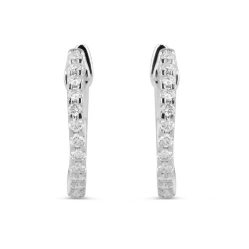 Arracadas De Oro Blanco 14K Con 18Pts De Diamante (10Mm Aprox.)