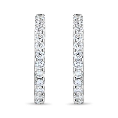 Arracadas De Oro Blanco 14K Con 27Pts De Diamante (10Mm Aprox.)