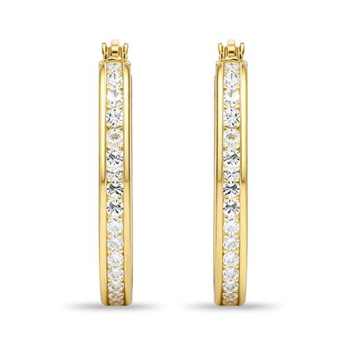 Arracadas De Oro Amarillo 10K Con Zirconias (16Mm Aprox)