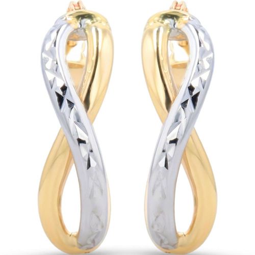 Arracadas Oro Amarillo Y Blanco Diamantado 10K (17 X 12Mm Aprox)