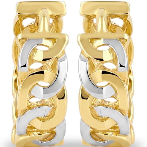 Arracadas De Oro Amarillo Con Platinado 10K (9Mm Aprox)
