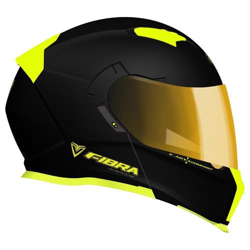 Casco Abatible Fibra Chroma Negro con Amarillo Extra Grande