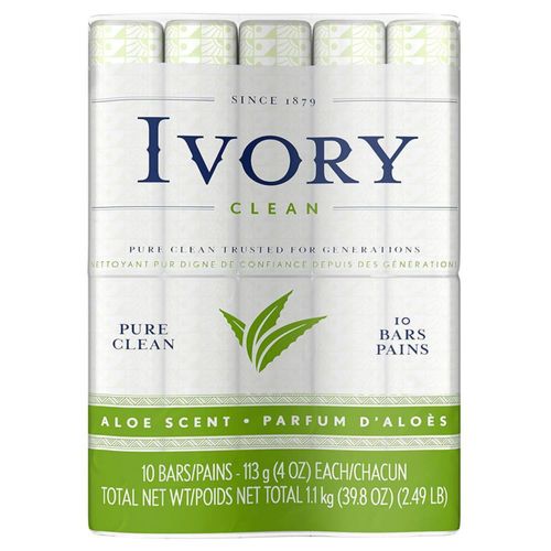 Jabón en barra Ivory Aloe tamaño baño - 10 unidades