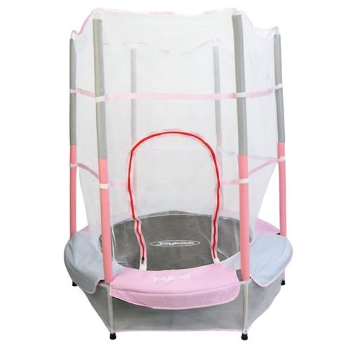 Trampolín Infantil Brincolín 140 cm 55 Pulgadas con Red de Seguridad Alta 36 Resortes Acero Galvanizado Soporta 50 kg - Rosa