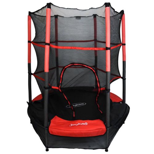 Trampolín Infantil Brincolín 140 cm 55 Pulgadas con Red de Seguridad Alta 36 Resortes Acero Galvanizado Soporta 50 kg - Rojo