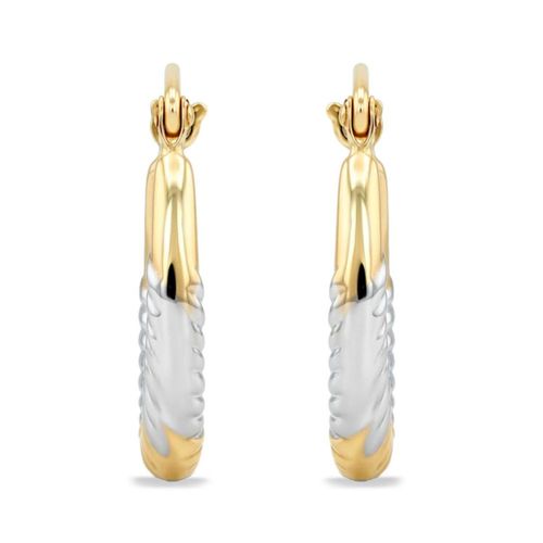 Arracadas De Oro Blanco Y Amarillo 14K (13 Mm Aprox)