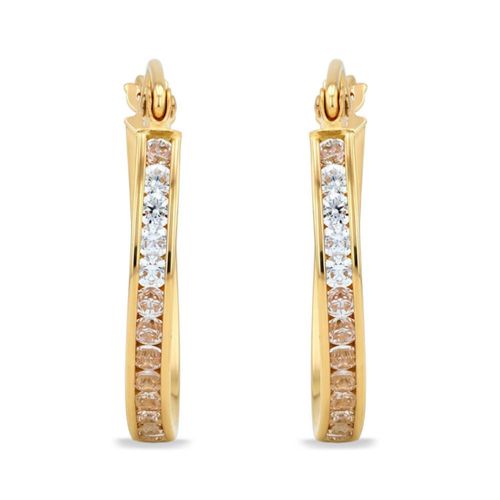 Arracadas De Oro Amarillo Felxibles 14K Con Zirconias (15 Mm Aprox)
