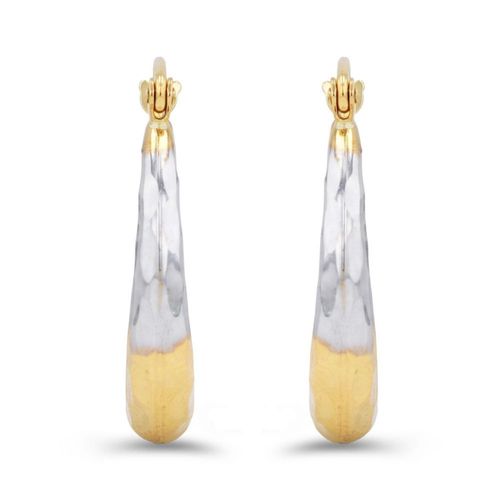 Arracadas De Oro Amarillo Y Blanco 14K (21 Mm Aprox)