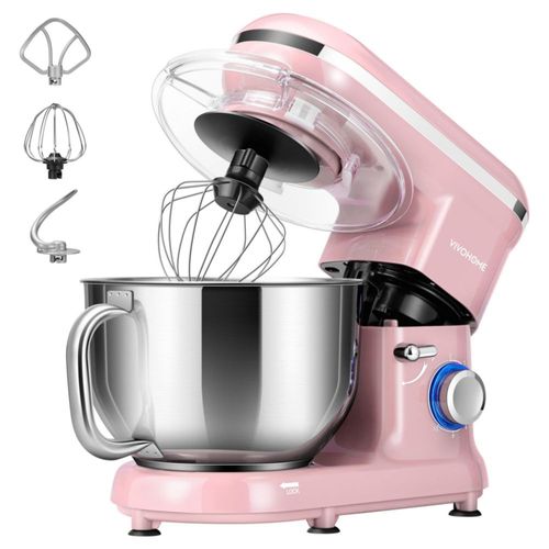 Batidora de pie VIVOHOME rosa de 6 cuartos con cabeza inclinable