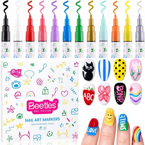 Plumas de arte para uñas beetles Gel Polish 12 colores 07 mm